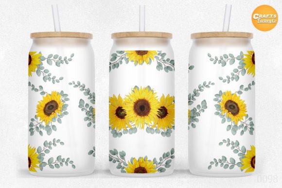 16 Oz Libbey Glass Can Sunflowers