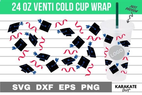 Graduation Cap 24 Oz Venti Hole Wrap