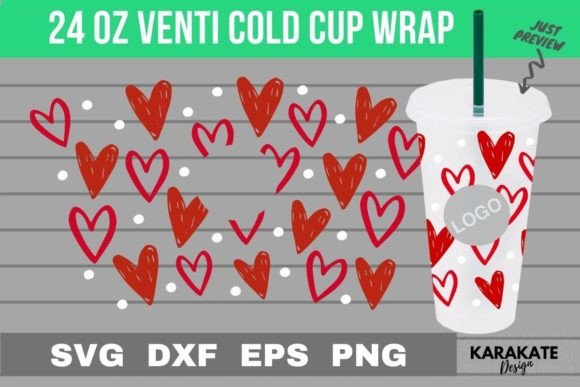 Heart Dots, 24 Oz Venti Hole Wrap