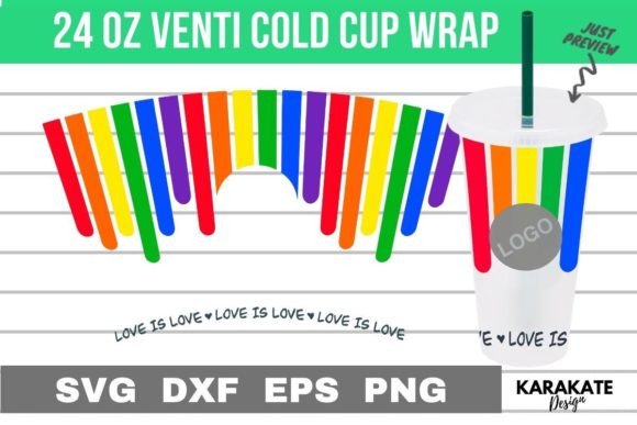 Love is Love Color 24 Oz Venti Hole Wrap